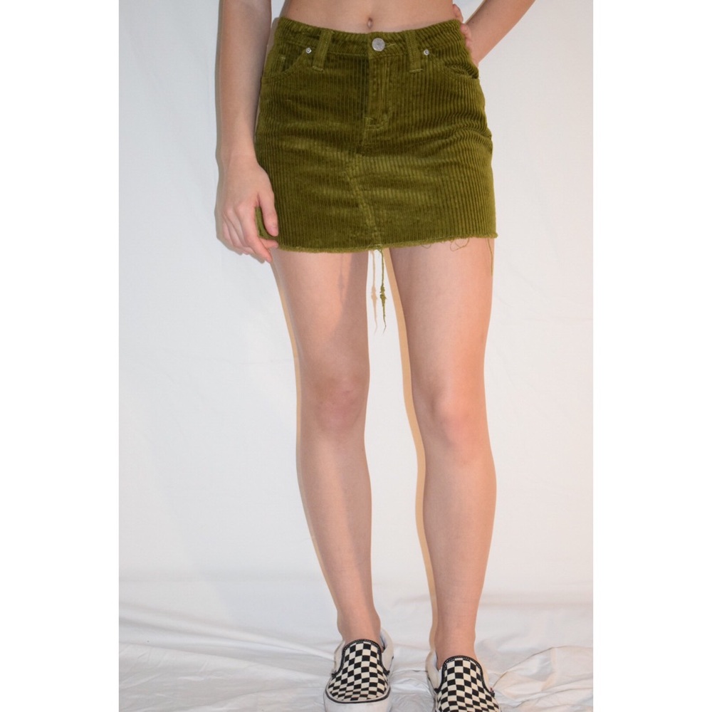 Army green corduroy mini skirt